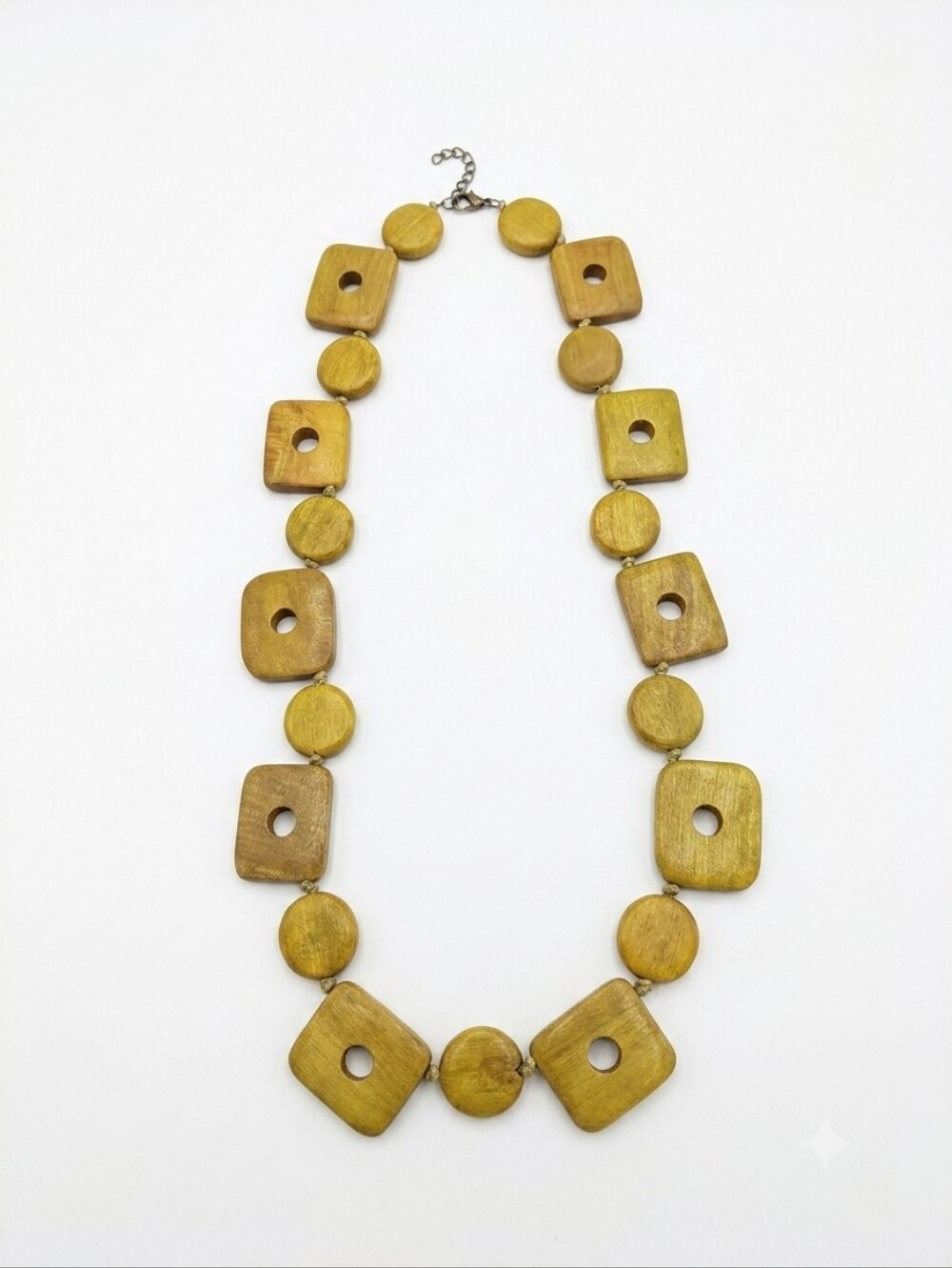Handcrafted Yellow Ochre Wood Bead Necklace - Women Jewelry